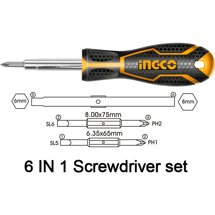 Ingco AKISD0608 6in1 Screwdriver Set - KHM Megatools Corp.