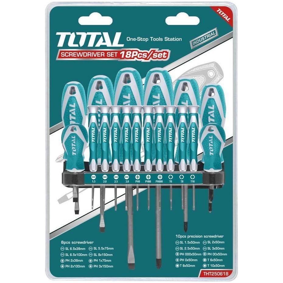 Total THT250618 18pcs Standard & Precision Screwdriver Set | Total by KHM Megatools Corp.