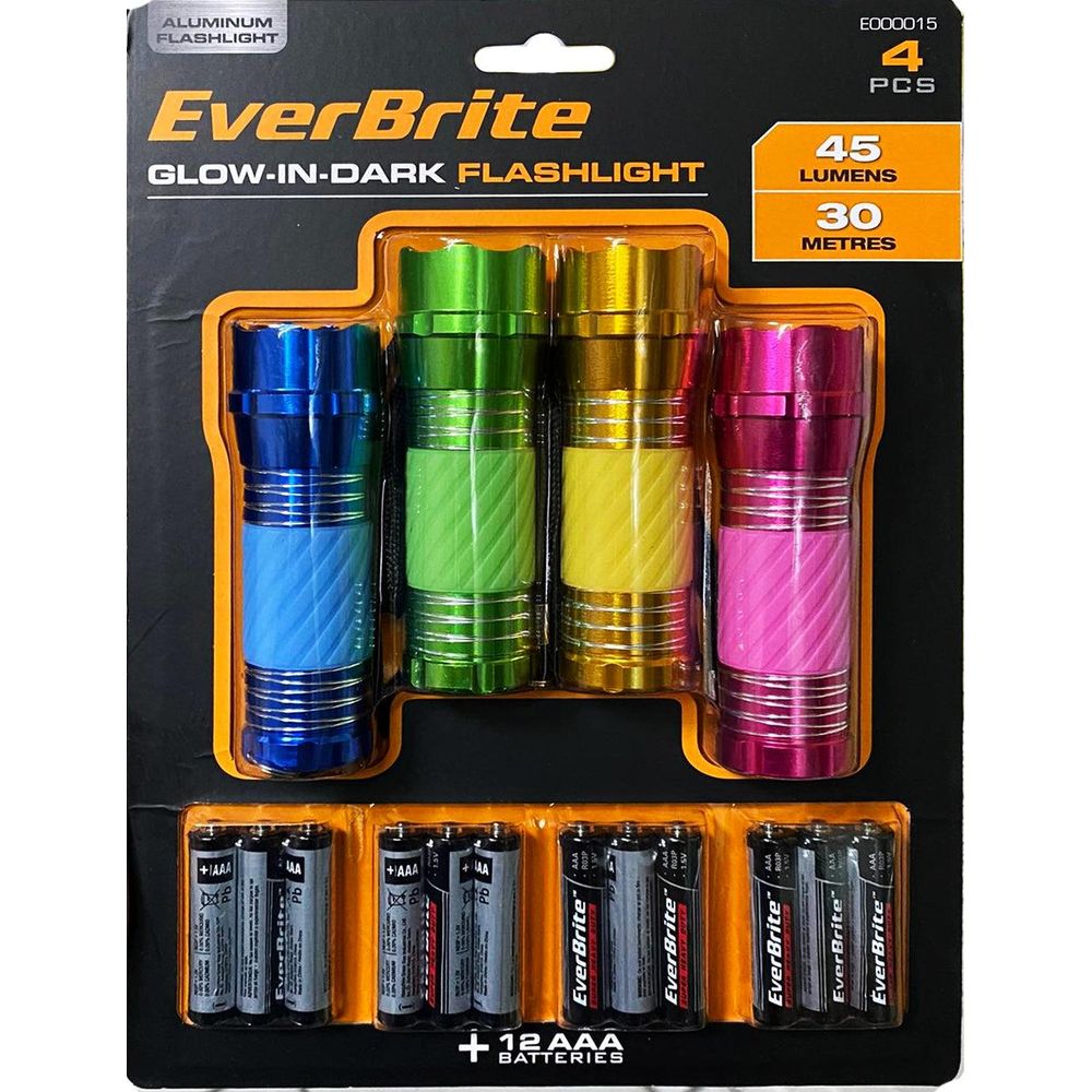 Everbrite E000015 4pcs Glow in the Dark Flashlight Set (45 lumens | 30 m) - KHM Megatools Corp.