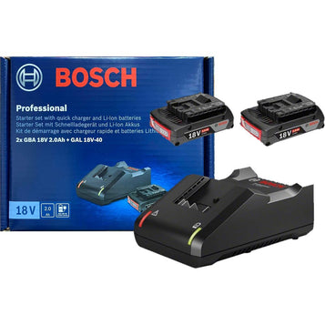 Bosch 18V Starter Kit 2x 2.0AH + GAL 18V-40 [Battery & Charger Bundle] (1600A019RP) - KHM Megatools Corp.