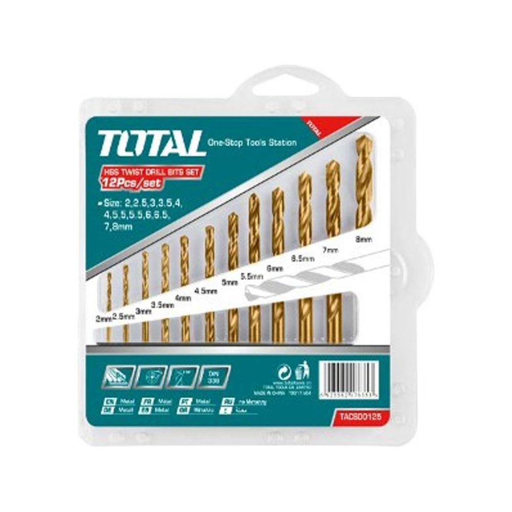 Total TACSD0125 12pcs HSS Twist Metal Drill Bit Set | Total by KHM Megatools Corp.