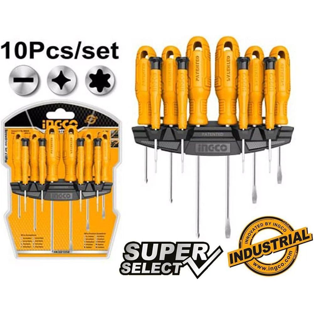 Ingco HKSD1058 10pcs Screwdriver & Precision Screwdriver Set (SS) - KHM Megatools Corp.