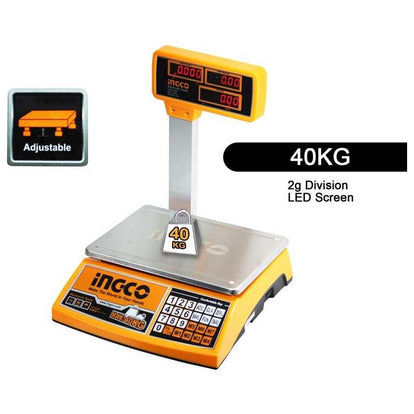 Ingco HESA3404 Electronic Digital Weighing Scale 40kg - KHM Megatools Corp.