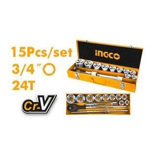 Ingco HKTS034151 15pcs Socket Wrench Set 3/4