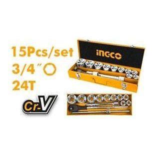 Ingco HKTS034151 15pcs Socket Wrench Set 3/4