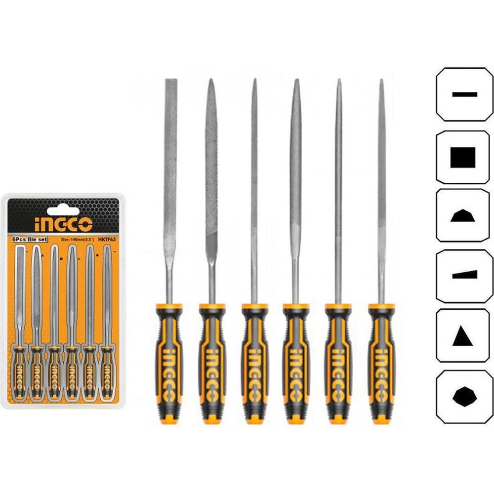 Ingco HKTF63 6pcs File Bastard with Handle Set - KHM Megatools Corp.