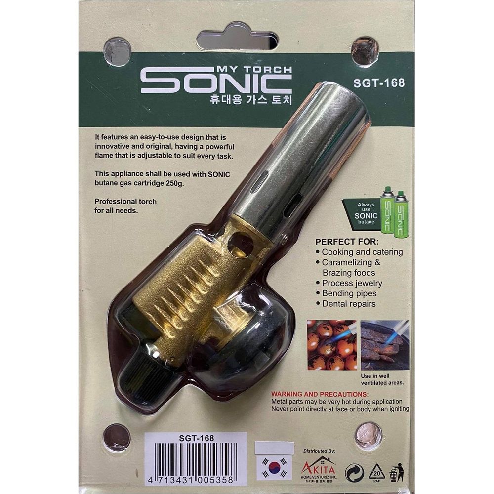 Sonic SGT-168 All Metal Gas Torch (Butane Powered) | Sonic by KHM Megatools Corp.