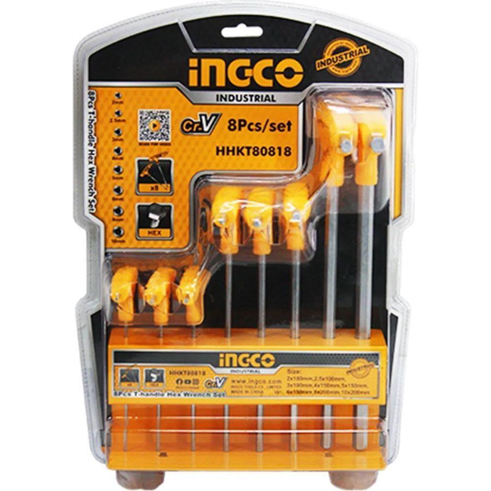 Ingco HHKT80818 8pcs Hex Allen Key Wrench Set (T-Handle) - KHM Megatools Corp.