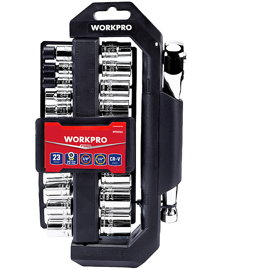 Workpro WP202555 Socket Set with Rotatable Rack Set 23Pcs