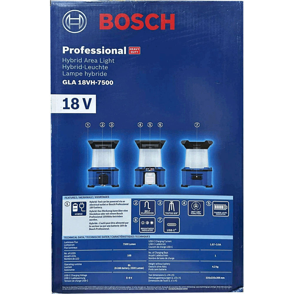 Bosch GLA 18VH-7500 Cordless Jobsite LED Work Light 18V (Bare)
