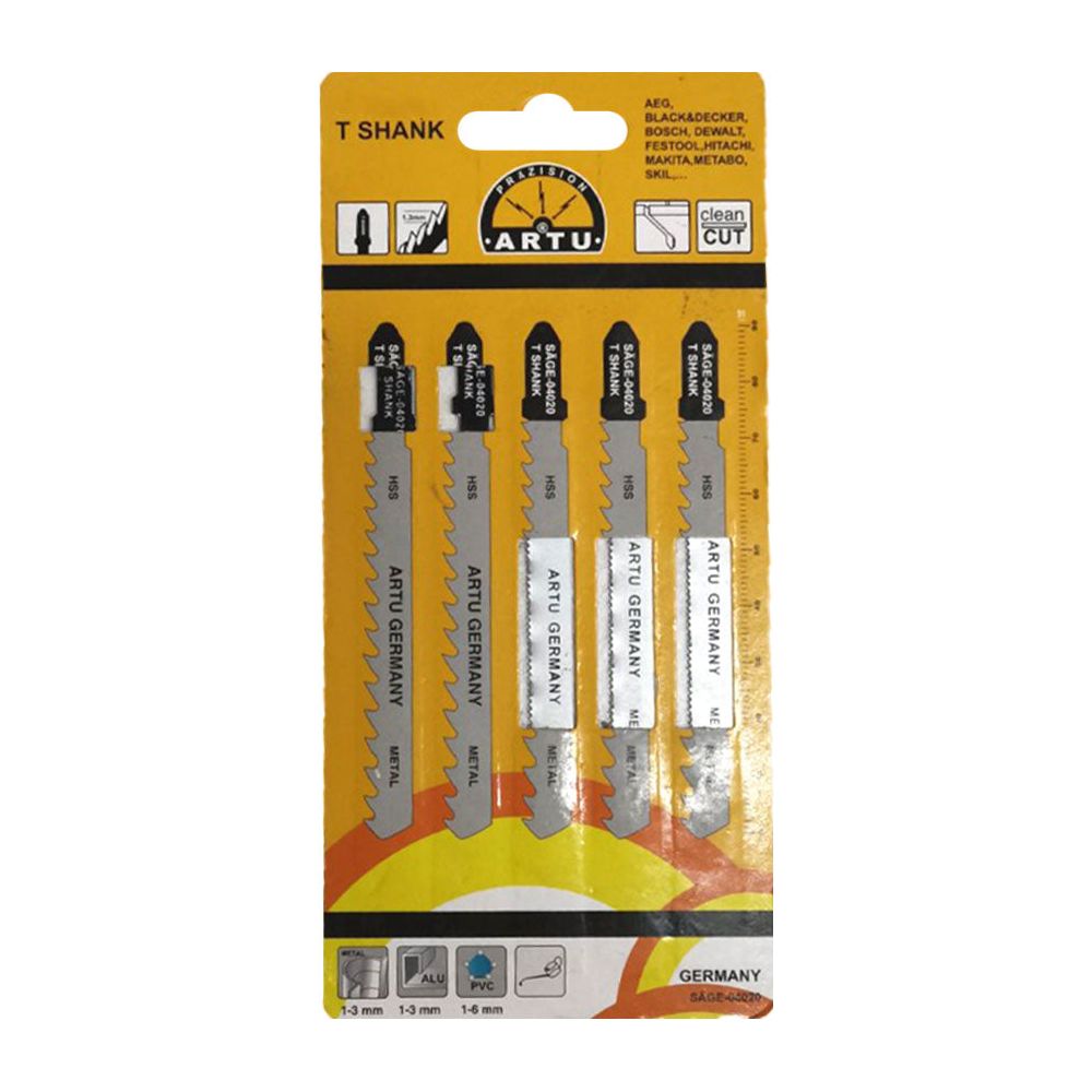 ARTU SAGE-04040 Jigsaw Blade T-Shank Set 5Pcs – Goldpeak Tools PH