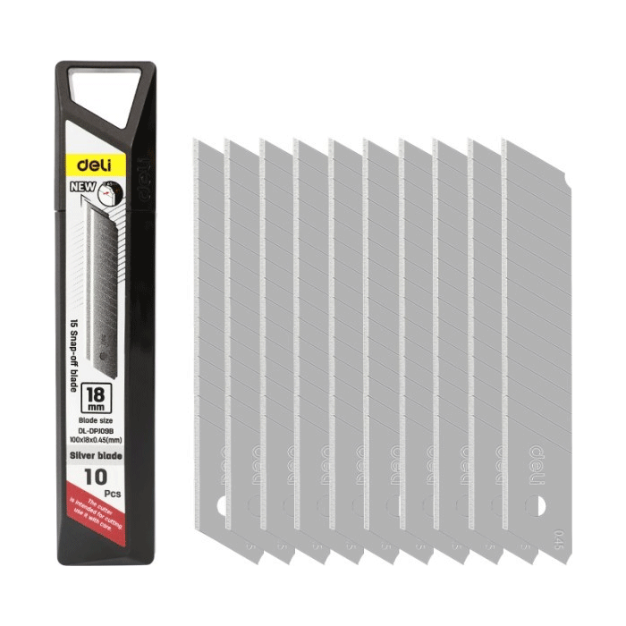 Deli EDL-DPJ09B 10pcs 18mm Sharp Knife Blade Set