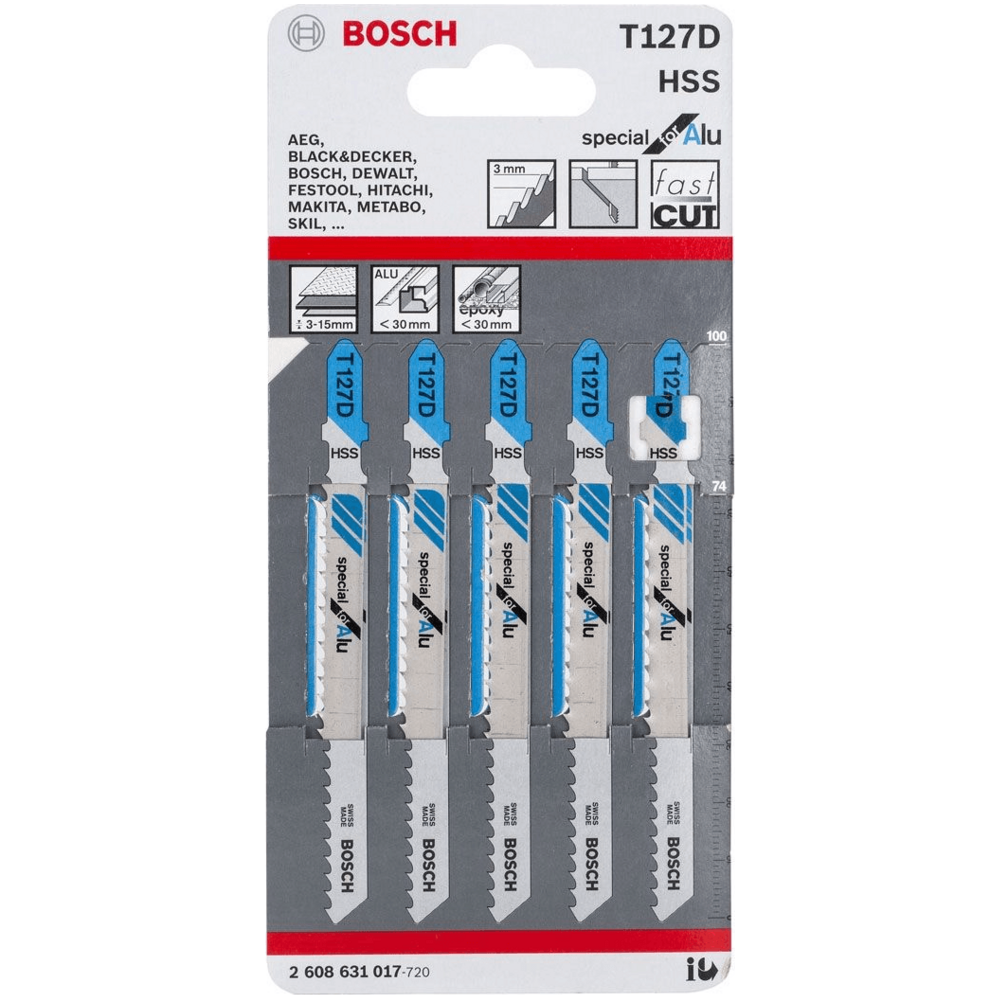 Bosch T127D Jigsaw Blade (Straight Quick Cut) Special for Aluminum [26 ...