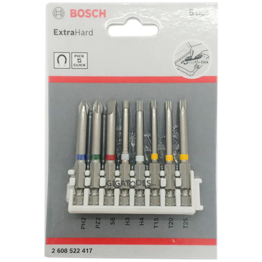 Bosch Pick and Click Power Impact Bit Set 8Pcs 65mm (2608522417) | Bosch by KHM Megatools Corp.