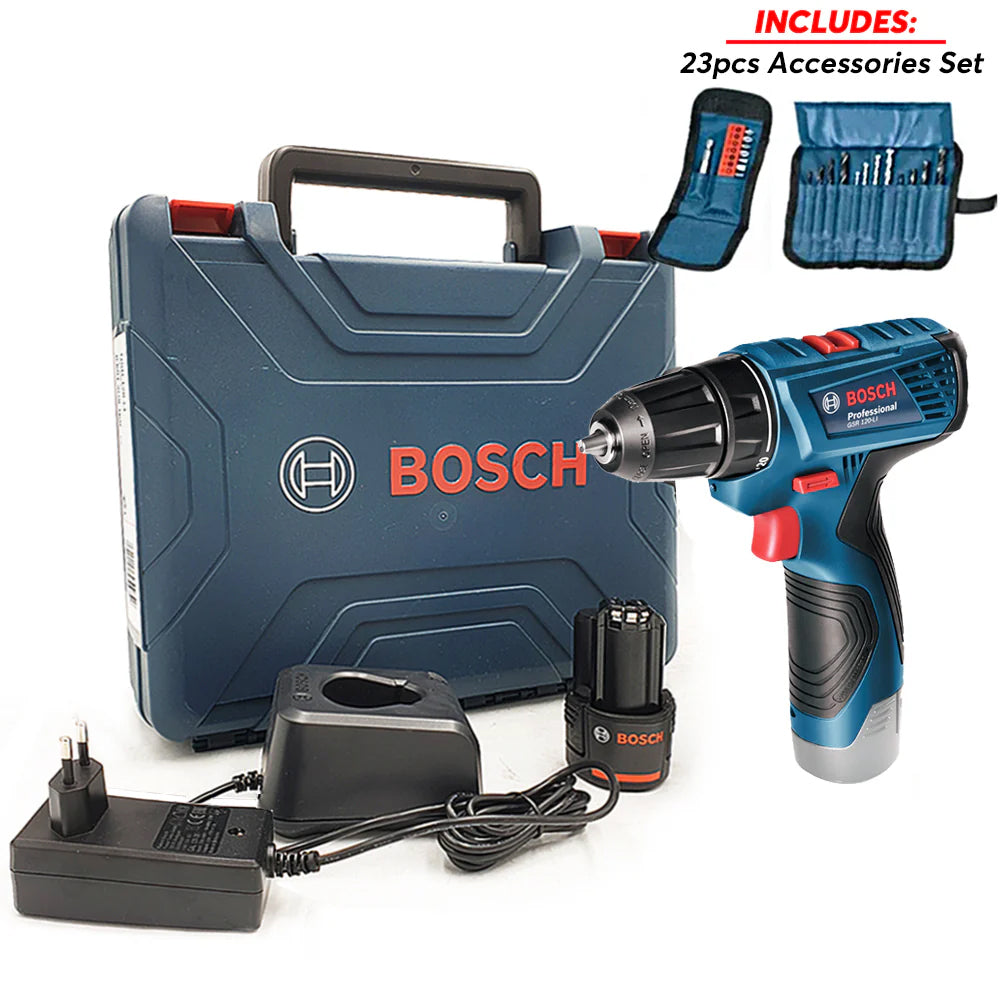 Bosch GSR 120-Li Cordless Impact Drill Driver 12V with 23pcs Accessory Set (06019G80K5)