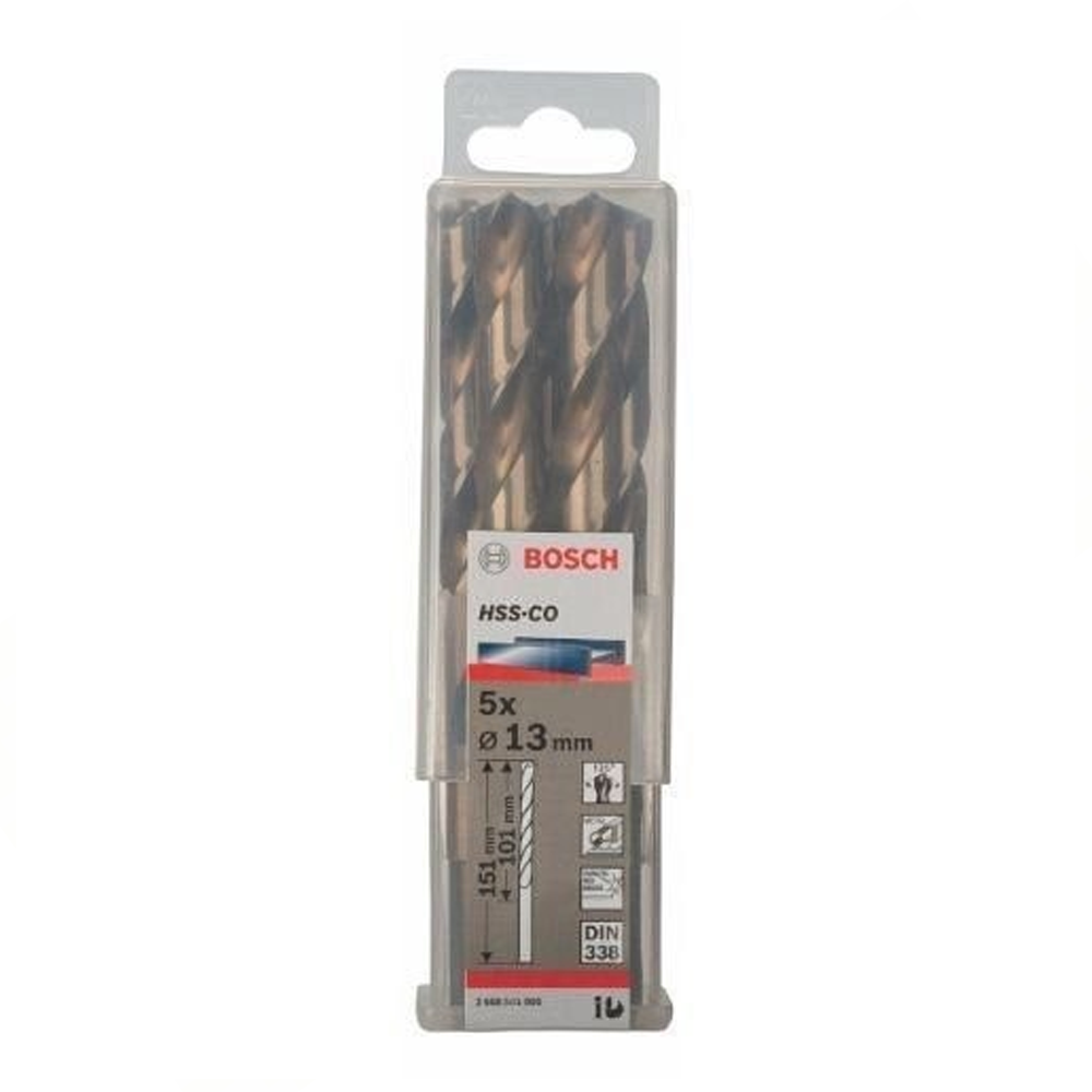 Bosch HSS-Co Metal - Ground / Stainless INOX Drill Bit Set 5Pcs (2608585905) | Bosch by KHM Megatools Corp.