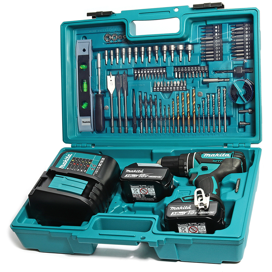 Makita DHP482SFX7 Li-Ion Cordless Hammer Driver Drill 18V 13MM with Accessories Set 101Pcs