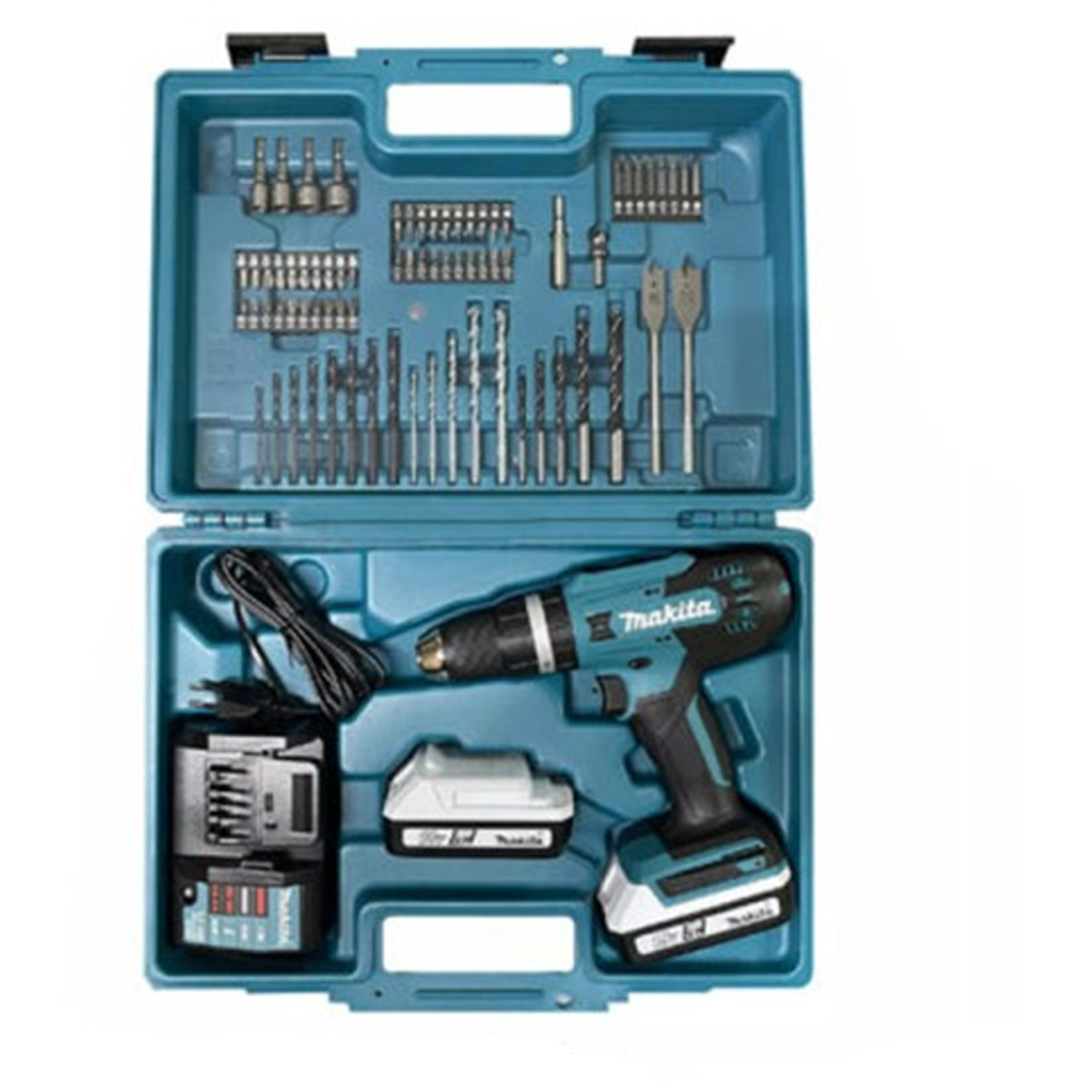 Makita DF488D005 Li-Ion Cordless Driver Drill 18V 13MM with Accessories Set 74Pcs