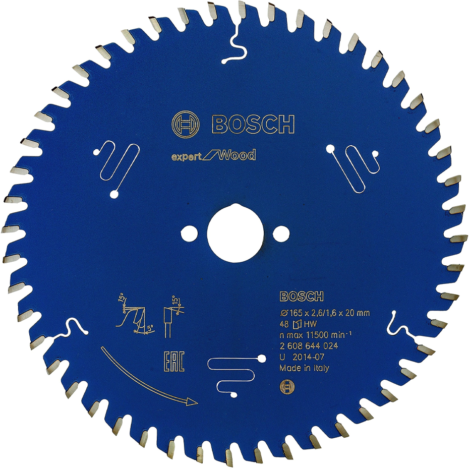 Bosch Circular Saw Blade Expert for Wood 165mm x 48T (2608644024) | Bosch by KHM Megatools Corp.