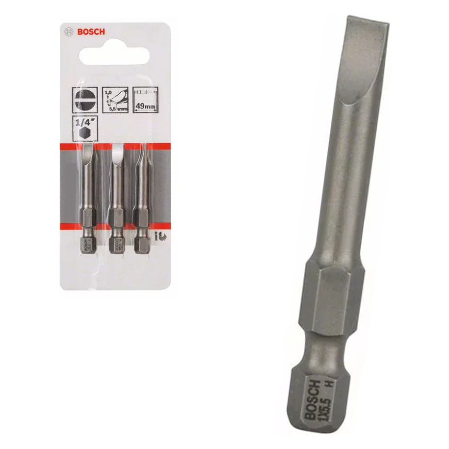 Bosch Flat Head Extra Hard Screwdriver Bits 3Pcs 49MM | Bosch by KHM Megatools Corp.