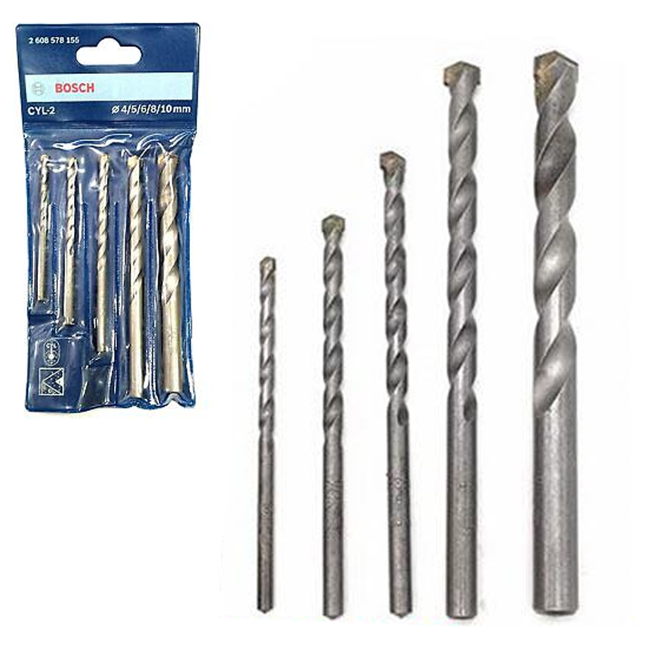 Bosch CYL-2 Masonry Drill Bit Set 5pcs 4,5,6,8,10mm (2608578155) | Bosch by KHM Megatools Corp.