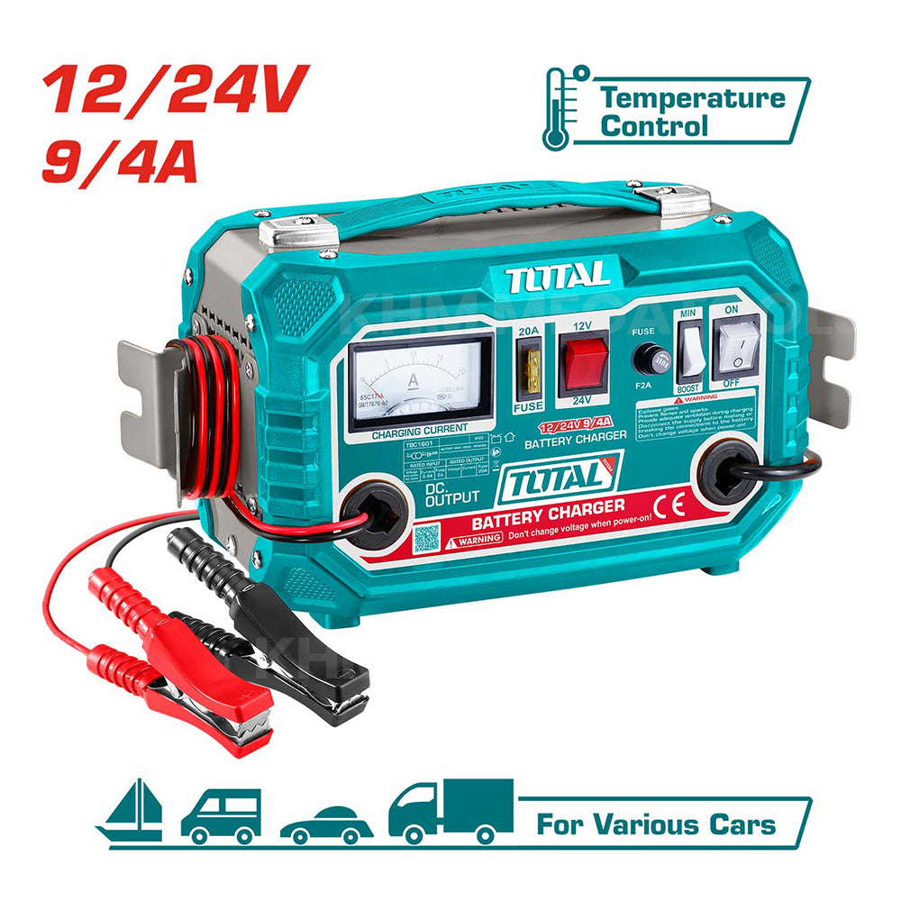 Total TBC1601 Car Battery Charger 12/24V – Goldpeak Tools PH