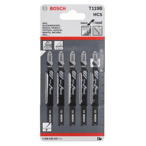 Bosch T119B Jigsaw Blade (Chipboard, Perspex) Basic for Wood [2608630037] - KHM Megatools Corp.