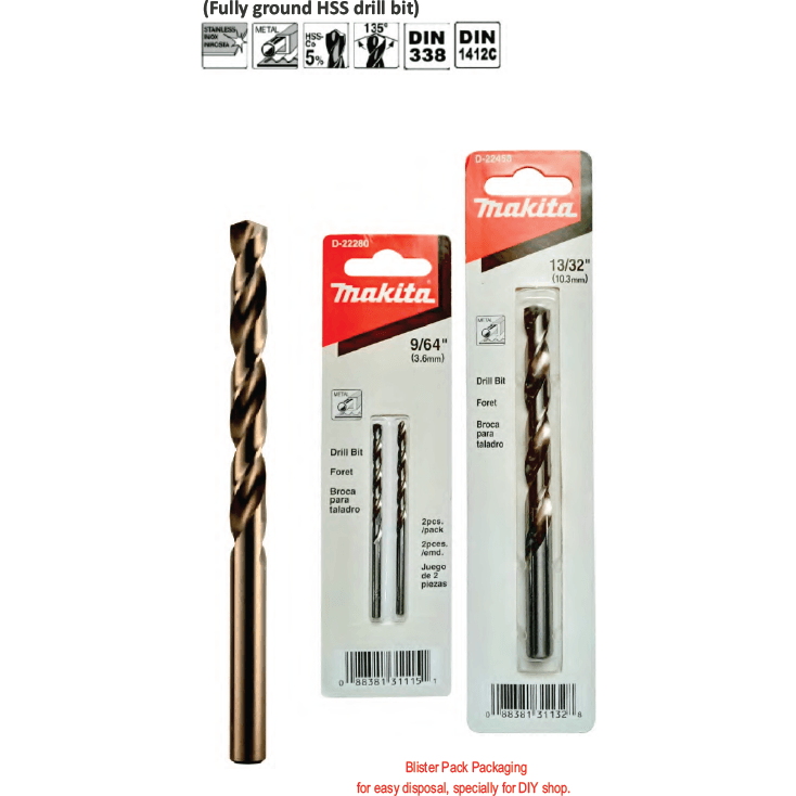 Makita HSS-Co Metal Drill Bit (Cobalt) [Blister Pack] - KHM Megatools Corp.