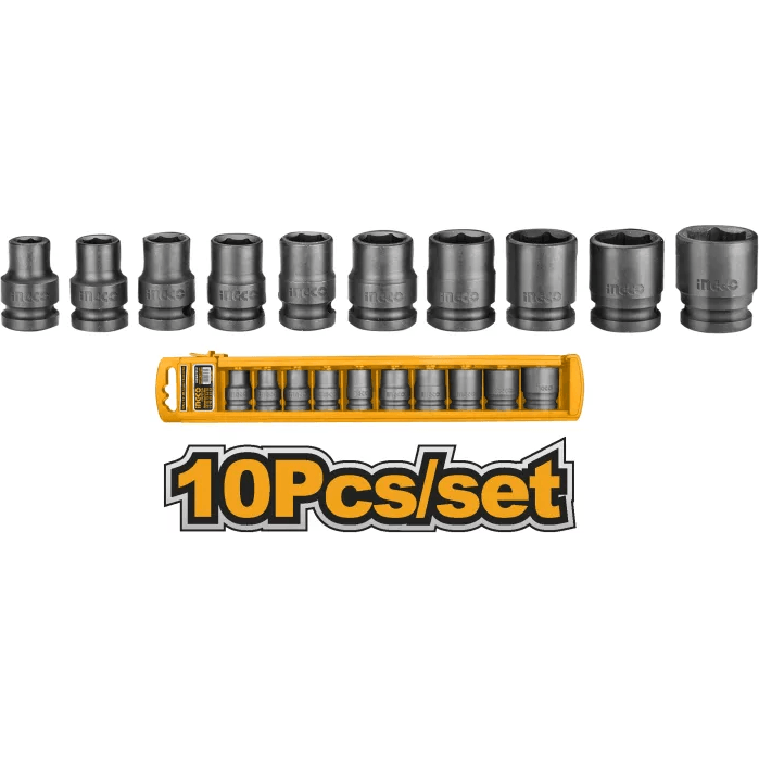 Ingco HKISSD12101 10pcs Impact Socket Wrench Set 1/2