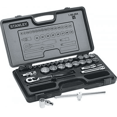 Stanley 89-094 1/2" Drive Socket Wrench Set 29pcs (8-34mm) 12 pts - KHM Megatools Corp.