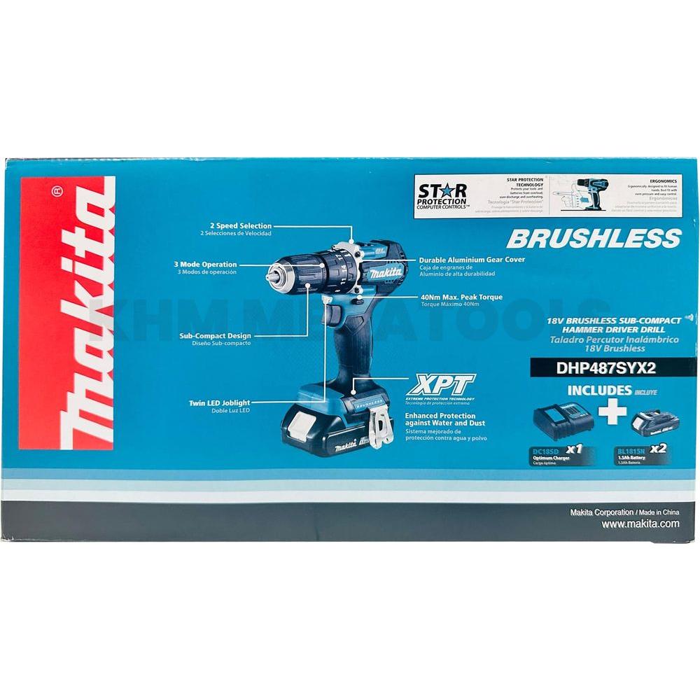 Makita DHP487SYX2 18V Cordless Hammer Drill  13mm 40Nm (LXT) [Kit]