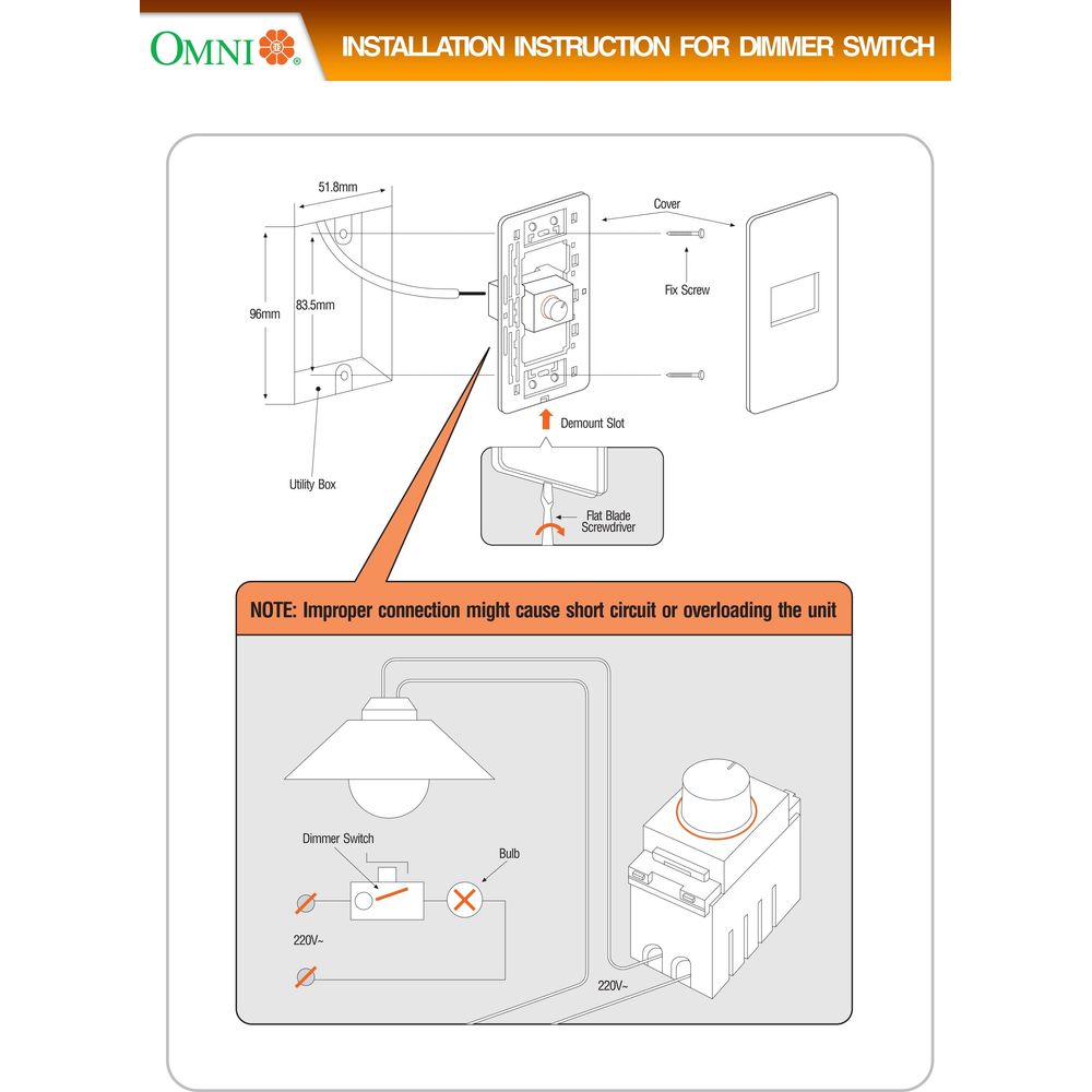 Omni WDM-501 Dimmer Switch 250V~500W (Flush Type) | Omni by KHM Megatools Corp.