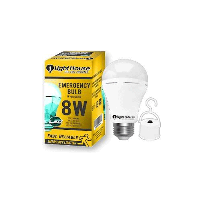 Lighthouse Emergency LED Bulb with Holder & Switch E27 (Rechargeable)