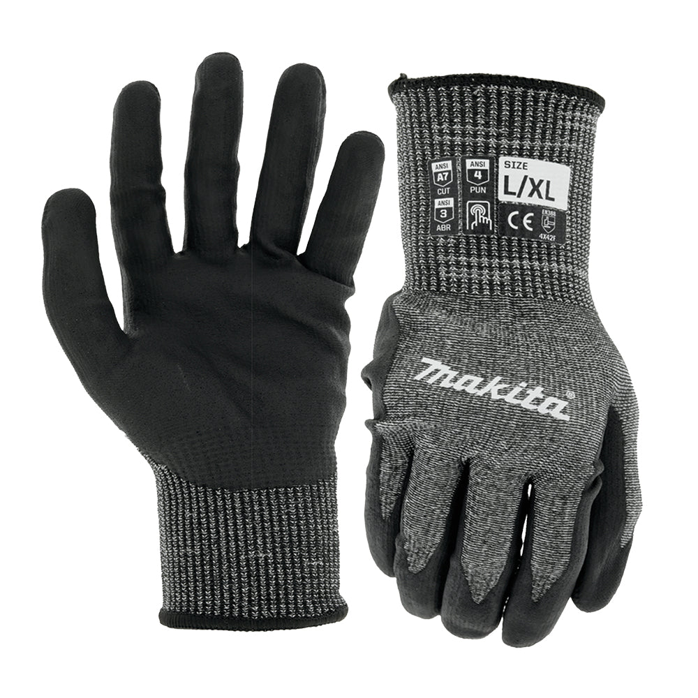Makita FitKnit Nitrile Coated Dipped Gloves Cut Level 1 / Level 7