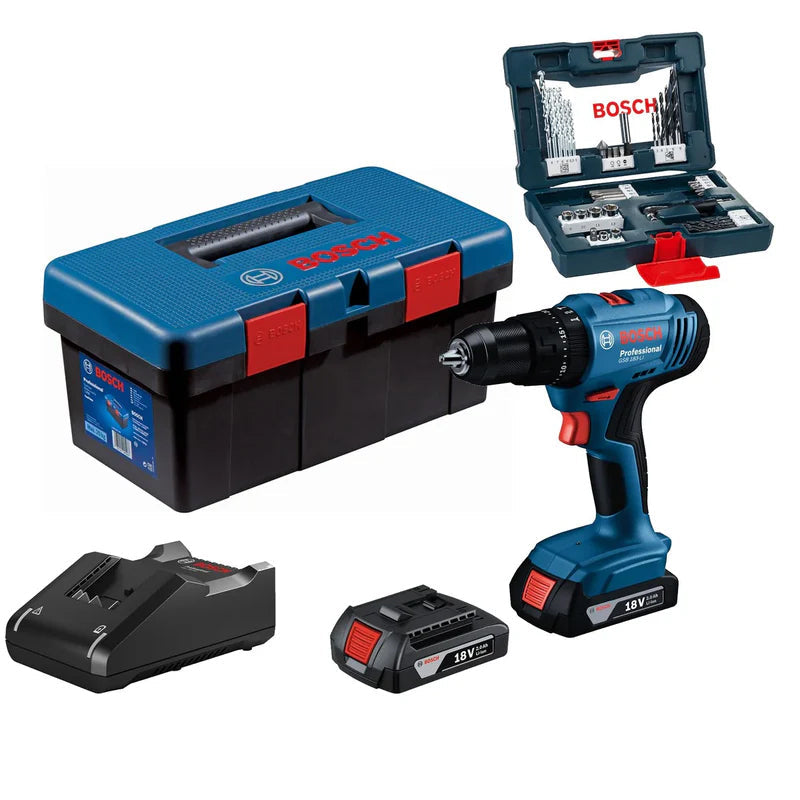 Bosch GSB 183 Cordless Impact Drill with 41pcs Accessory and Fisherman Toolbox (06019K91K2)