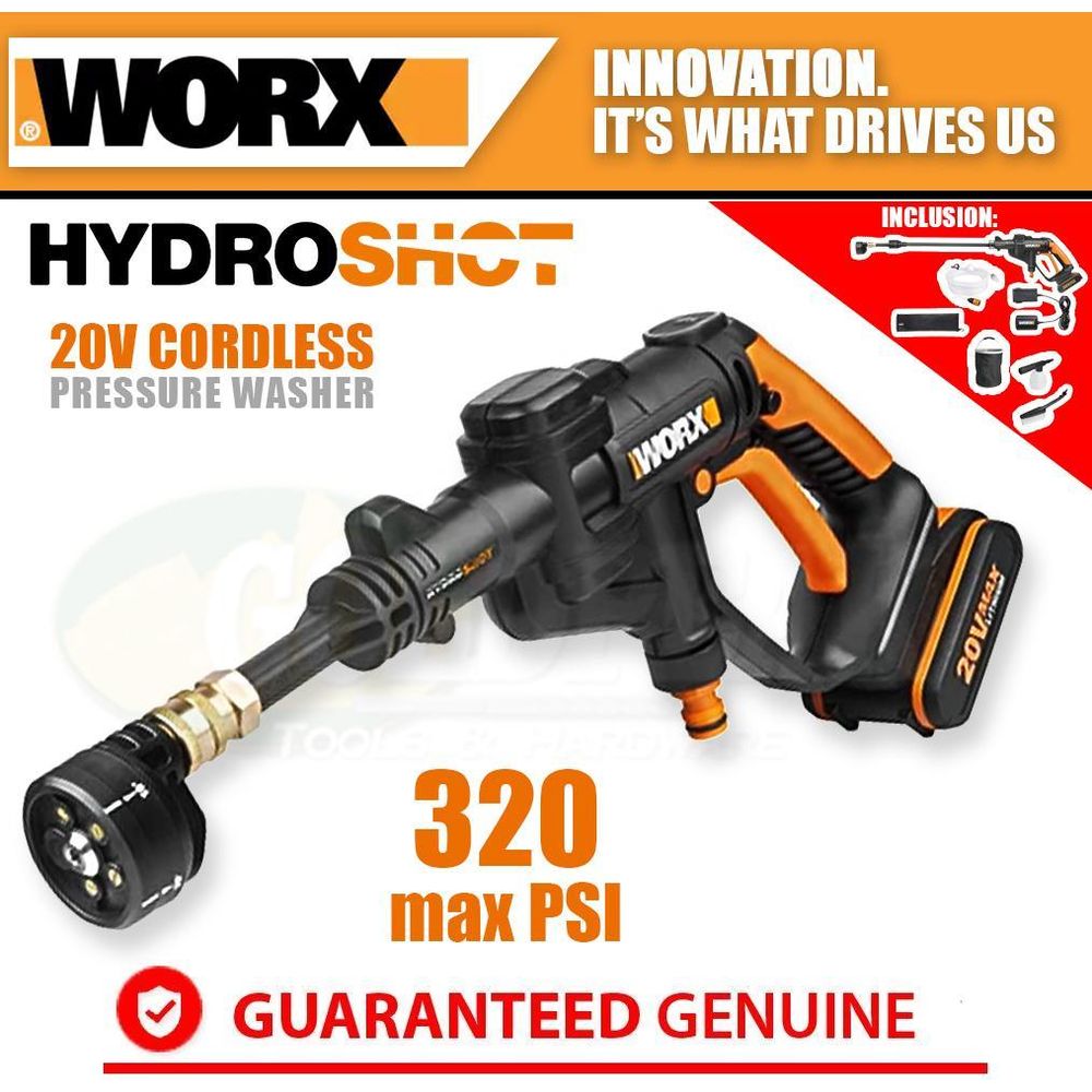 Worx WG629E.1 20V HydroShot Cordless Portable Pressure Washer Kit - Goldpeak Tools PH Worx