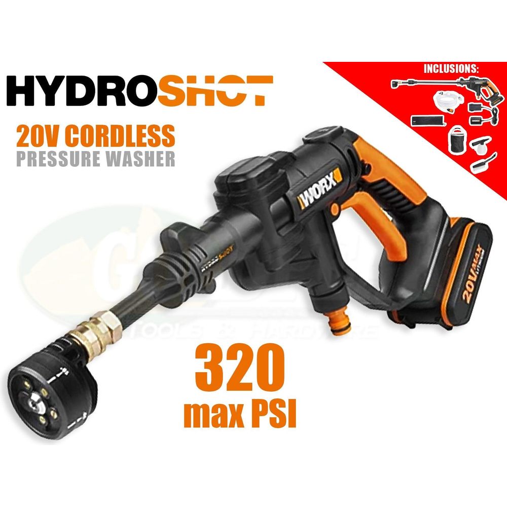 Worx WG629E.1 20V HydroShot Cordless Portable Pressure Washer Kit - Goldpeak Tools PH Worx
