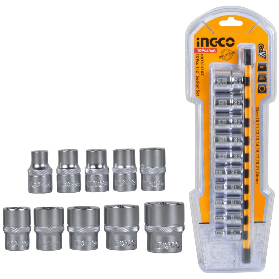 Ingco HKTS12103 10pcs Socket Wrench Set 1/2