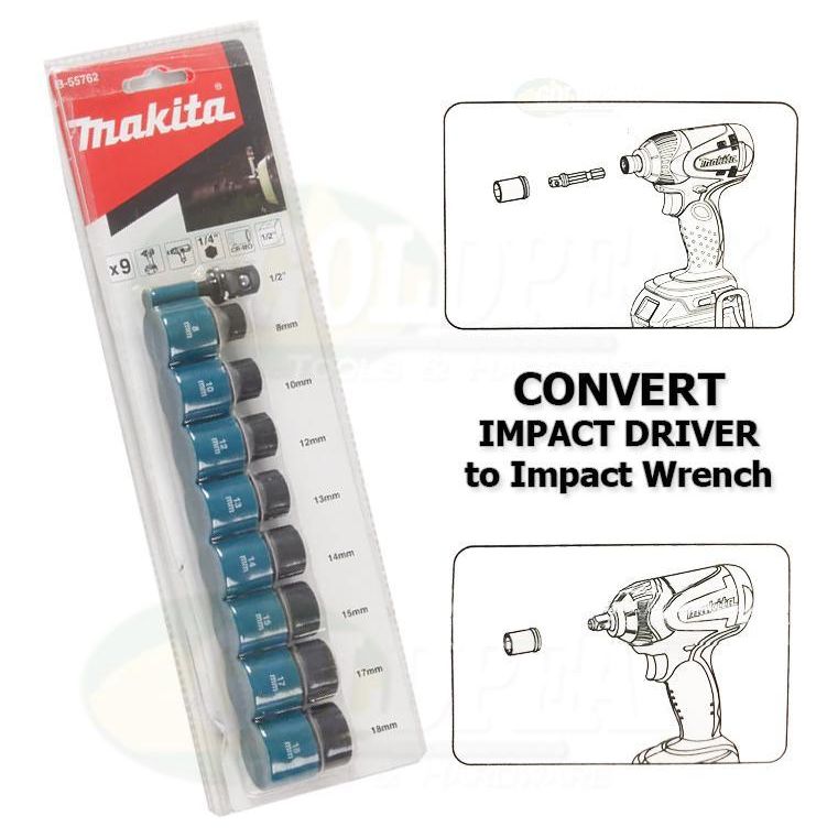 Makita B-55762 Impact Socket Wrench Set with 1/4