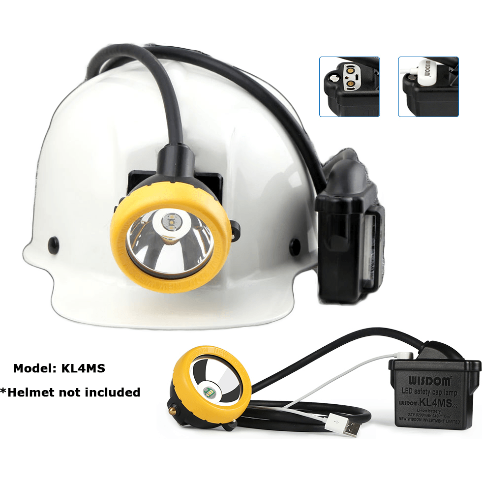 Wisdom KL4MS Miner's LED Cap Corded Mining Lamp / Head Light (with USB Charger Adaptor) - KHM Megatools Corp.