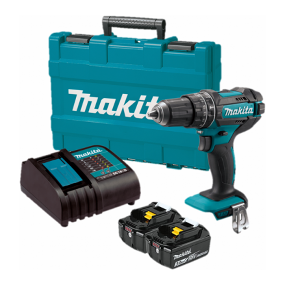 Makita DHP482SFX7 Li-Ion Cordless Hammer Driver Drill 18V 13MM with Accessories Set 101Pcs