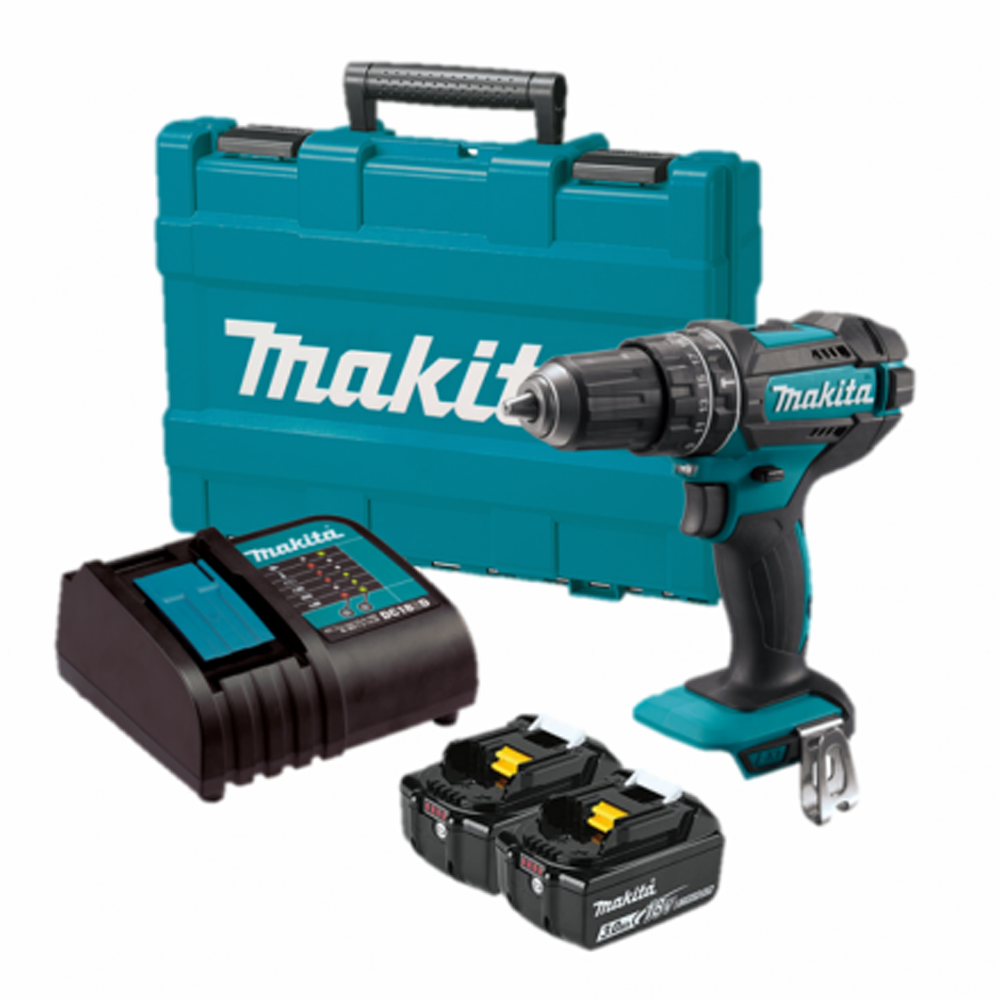 Makita DHP482SFX7 Li-Ion Cordless Hammer Driver Drill 18V 13MM with Accessories Set 101Pcs