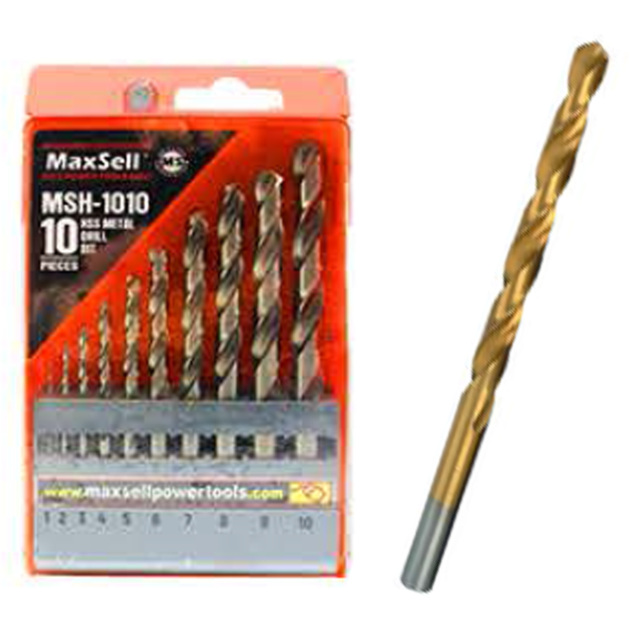 Maxsell MSH-1010 HSS Titanium Drill Bit Set 10Pcs