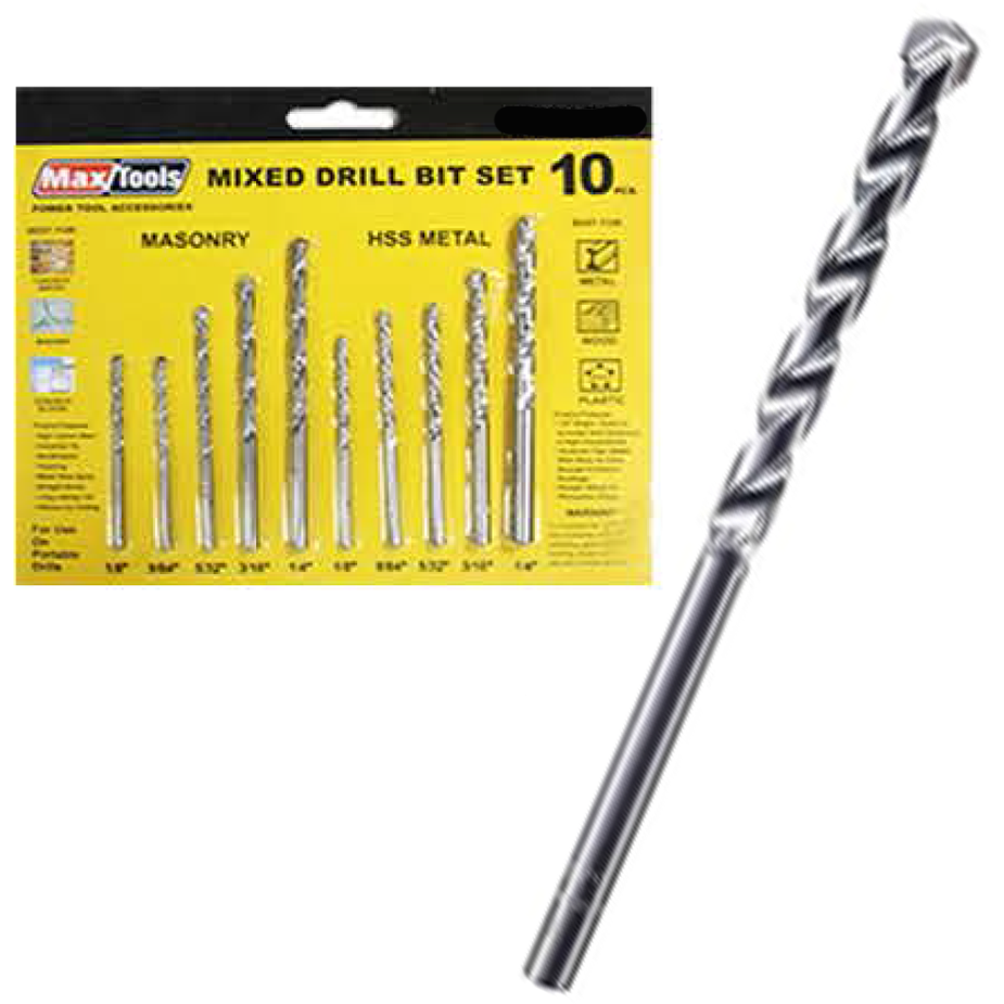 MaxTools MXM-8010 Mixed Drill Bit Set 10Pcs