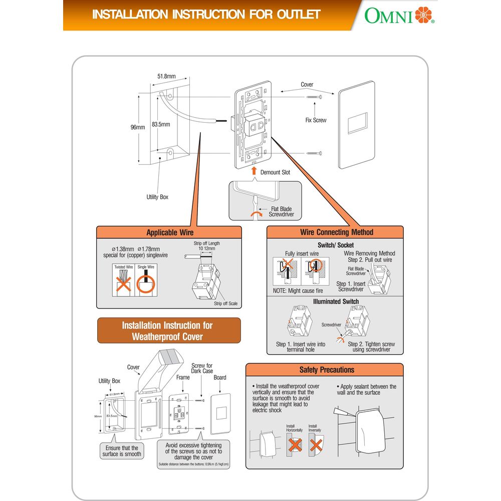 Omni P2-EG-PK 2pc Convenience Outlet with Ground in Plate (Flush Type) | Omni by KHM Megatools Corp.