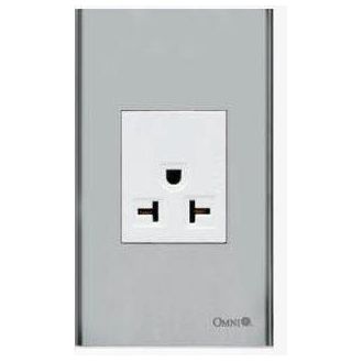 Omni SP1-WA-PK Aircon Tandem Outlet in Stainless Plate 20A (Wide Series) | Omni by KHM Megatools Corp.