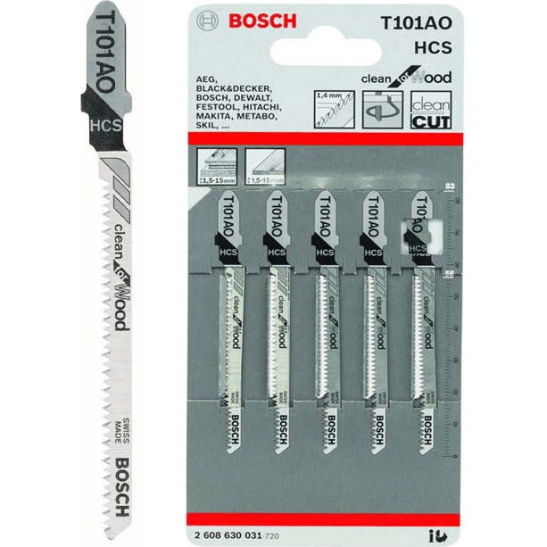 Bosch T101AO Jigsaw Blade (Fine Curved Cut) Clean for Wood [2608630031] - KHM Megatools Corp.