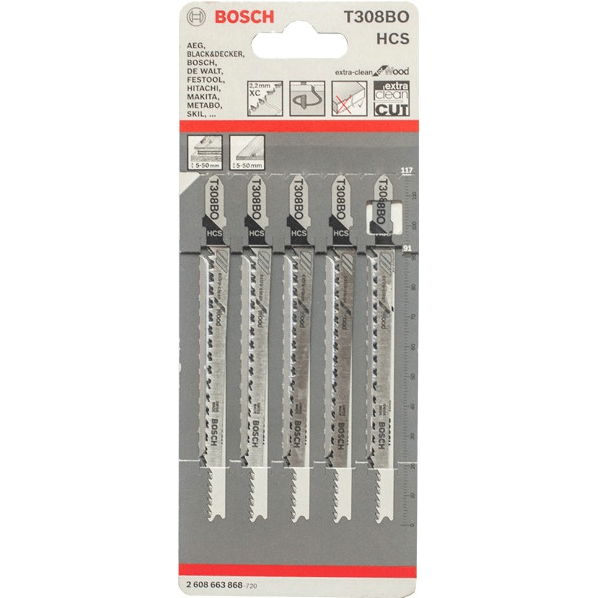 Bosch T308BO Jigsaw Blade (Extra Clean for Wood) Curved Cut [2608663868] - KHM Megatools Corp.