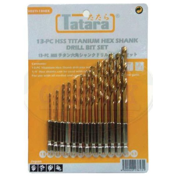 Tatara HSSTI-13HEX Titanium Hex Shank Drill Bit Set - Goldpeak Tools PH Tatara