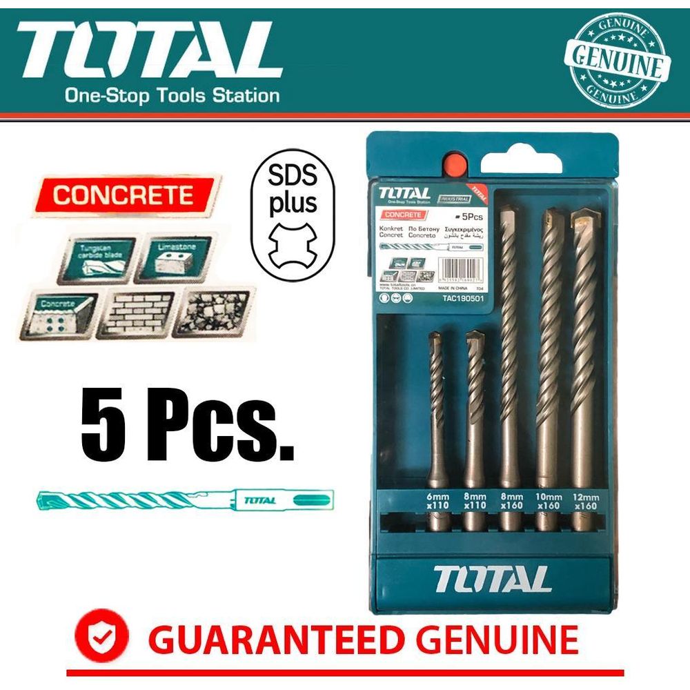 Total TAC190501 SDS-plus Drill Bit Set - Goldpeak Tools PH Total